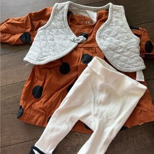 Carter's Orange Dress with Gray Vest and White Tights